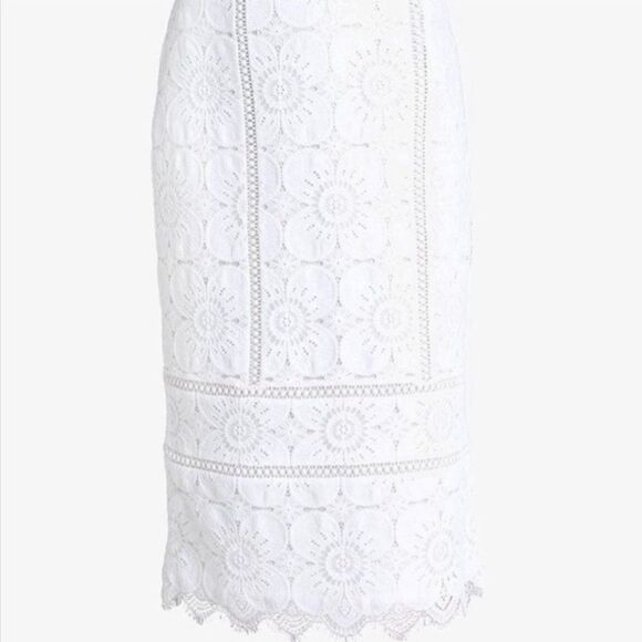 Banana Republic White Lace Midi Skirt With Side Slit - Picture 2 of 11
